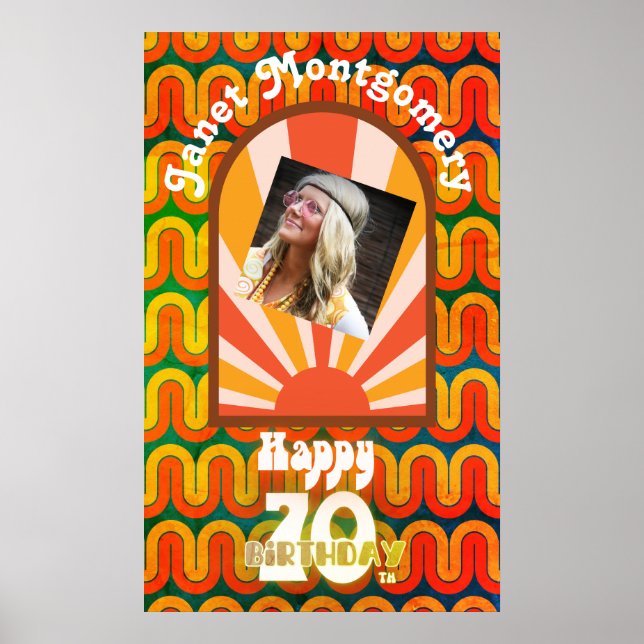 Póster Personalizado psicodélico de Retro 60. Foto 70º cu (Frente)