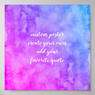 Póster personalizado púrpura y azul añada tu acuarela de 