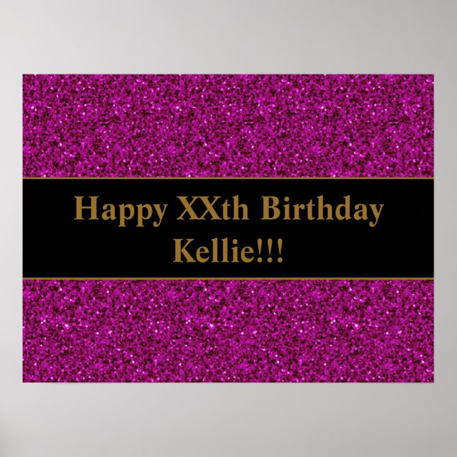 Póster Personalizado Purpurina Púrpura Con Poster De Cump (Frente)
