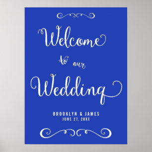 Póster Personalizado Real Boda Azul Rótulo de recepción I
