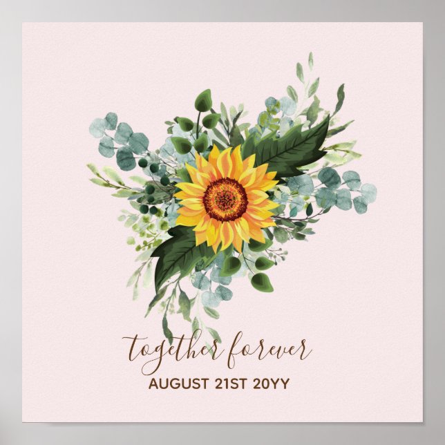 Póster Personalizado Recién Matrimonios Rústicos Eucalypt (Frente)