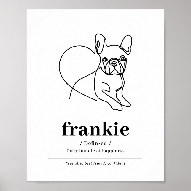Póster Personalizado Retrato de perro Bulldog francés Lín (Frente)