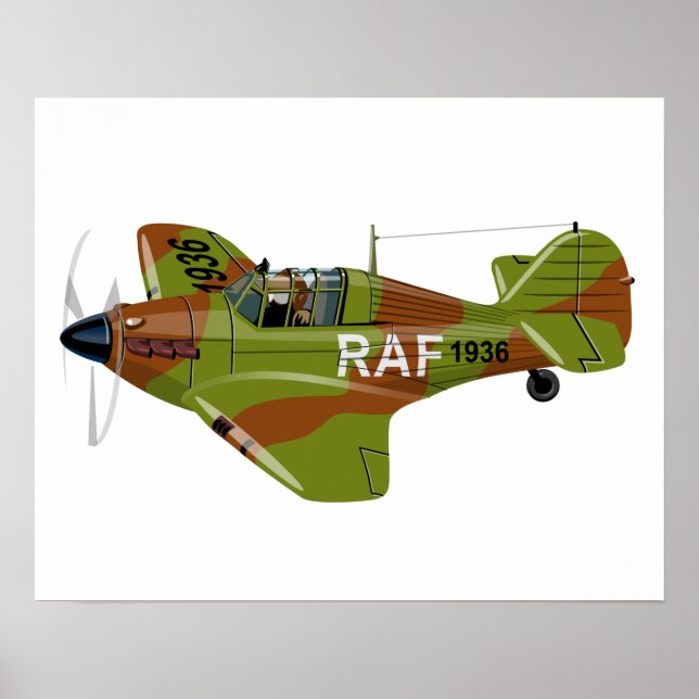 Póster Personalizado retro avión de combate (Frente)
