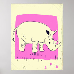 Póster Personalizado rinoceronte de estilo vintage