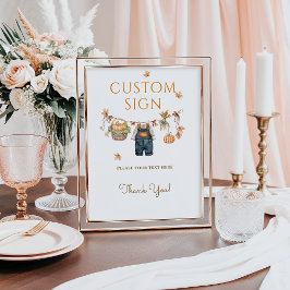 Póster Personalizado Rótulo Calabaza Rústica Caída Baby S