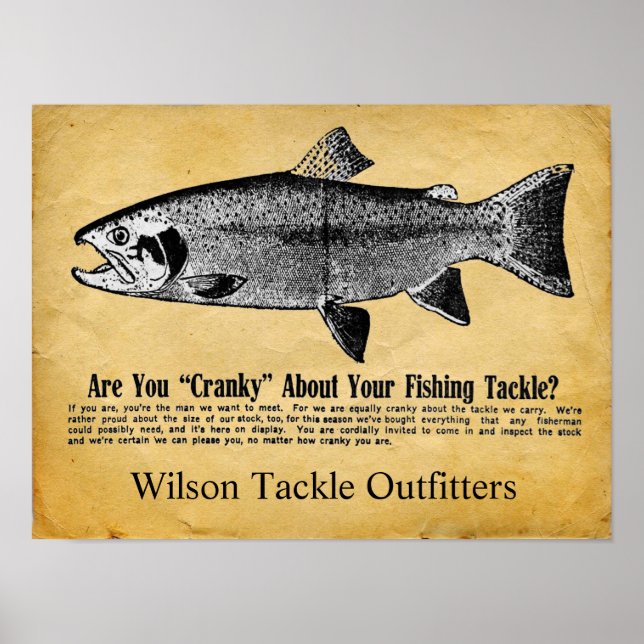 Póster Personalizado Rótulo de cabos de pesca vintage (Frente)