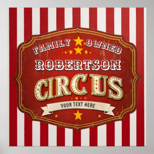 Póster Personalizado Rótulo de circo vintage - Nombre de 