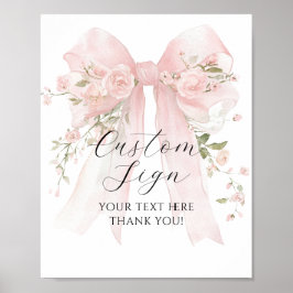 Póster Personalizado Rótulo Floral Bow Flower Girl Baby S