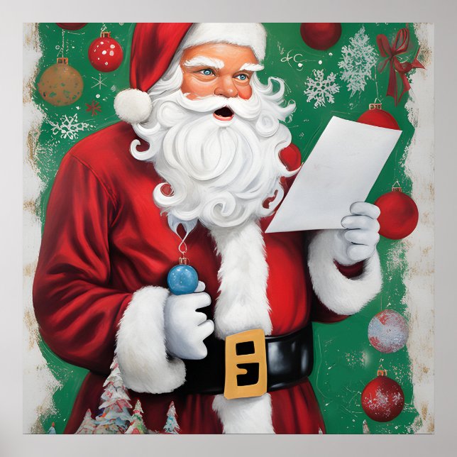 Póster Personalizado Santa cree arte, Navidades de vacaci (Frente)