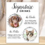 Póster Personalizado Signature Bebe Perro Bar Mascota Fot<br><div class="desc">¡Cócteles de firma de tus mascotas! Incluya su mejor perro, mejor gato y cualquier mascota en su boda con su propio bar de bebidas. Perfecto para los amantes del perro, y un bar especial para perros será un éxito para su boda. Blanco sencillo pero elegante con hojas de eucalipto en...</div>