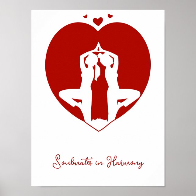 Póster Personalizado Silueta de Corazón de Yoga (Frente)