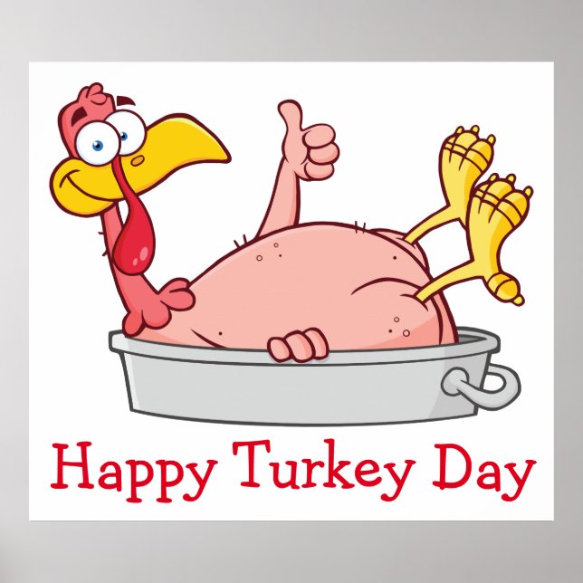 Póster personalizado sonriendo pavo en poster de tambores (Frente)