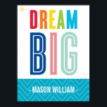 Póster PERSONALIZADO SUEÑO GRAN PEQUEÑO UNA tipografía co<br><div class="desc">Un regalo único para un recién nacido o un bautismo en la guardería. Configurar como plantilla es fácil de personalizar con tu propio texto - hazlo tuyo! Simplemente pulse el botón "Personalizar it" y agregue/cambie el texto, las fuentes, el tamaño, los colores incluso una foto añadida =) Adoro el diseño...</div>