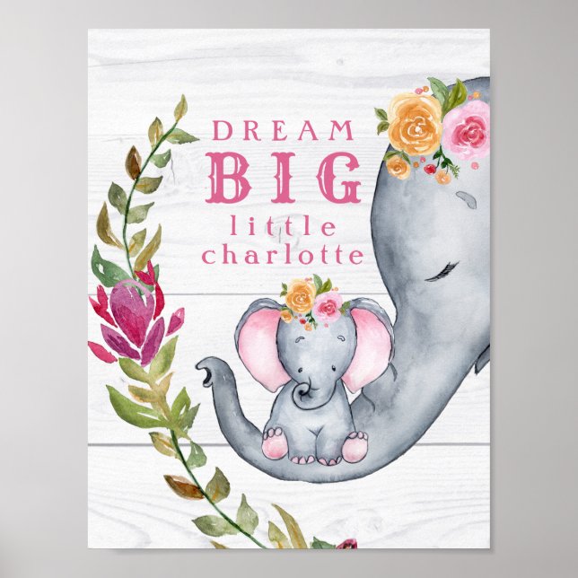 Póster Personalizado Sueño Grande Un Elefante Pequeño Ros (Frente)