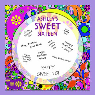 Póster Personalizado Sweet 16 Partido de Cumpleaños Keeps