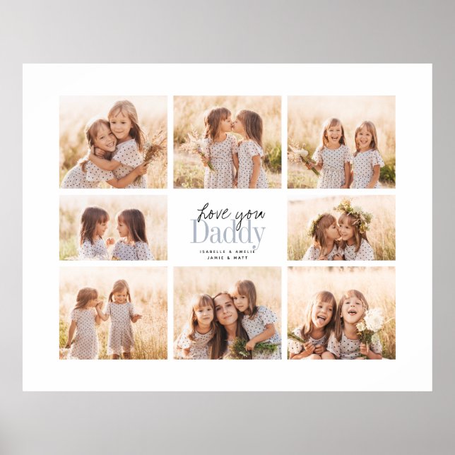 Póster Personalizado Te Ama Papi Padres Día Collage de fo (Frente)