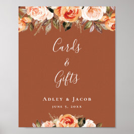 Póster Personalizado Terracotta Boho Rótulo Boda Floral