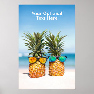 Póster Personalizado Text Beach Pineapples