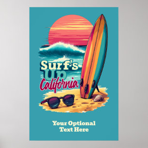 Póster Personalizado Text Surfing California