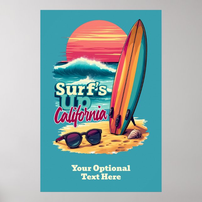 Póster Personalizado Text Surfing California (Frente)