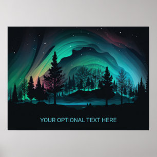 Póster Personalizado Texto Aurora Borealis Ilustracion