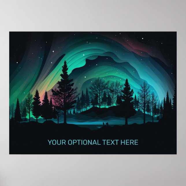 Póster Personalizado Texto Aurora Borealis Ilustracion (Frente)