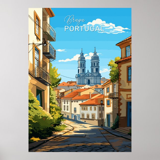 Póster Personalizado Texto Braga Portugal (Frente)