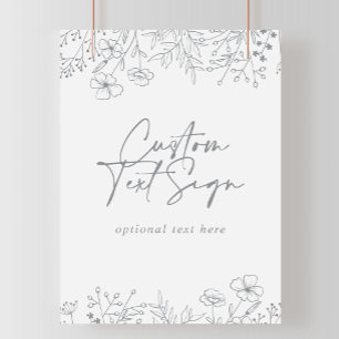 Póster Personalizado Texto caligrafía Rótulo de flores si