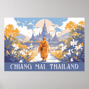 Póster Personalizado Texto Chiang Mai Tailandia