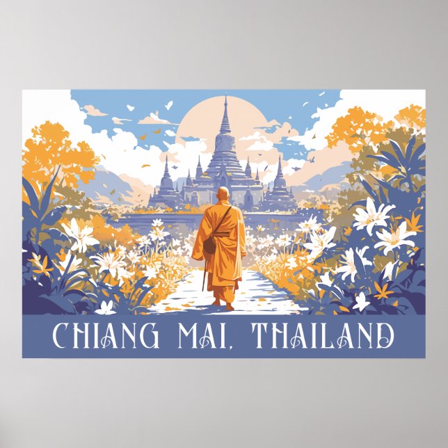 Póster Personalizado Texto Chiang Mai Tailandia (Frente)