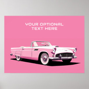 Póster Personalizado Texto Coche clásico rosa