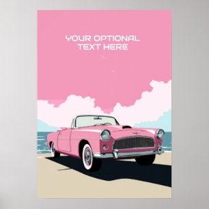 Póster Personalizado Texto Coche clásico rosa