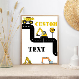 Póster Personalizado Texto Construcción Dump Fiesta de Ca
