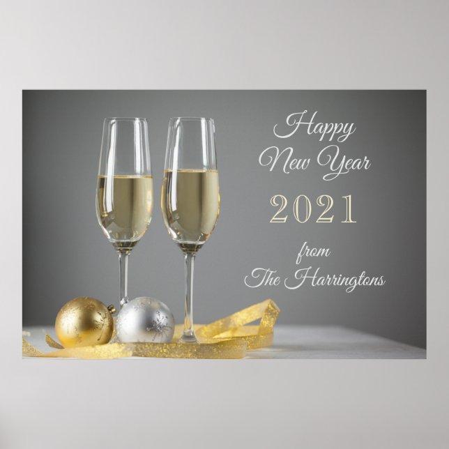 Póster Personalizado texto Fiesta de Champaign poster (Frente)