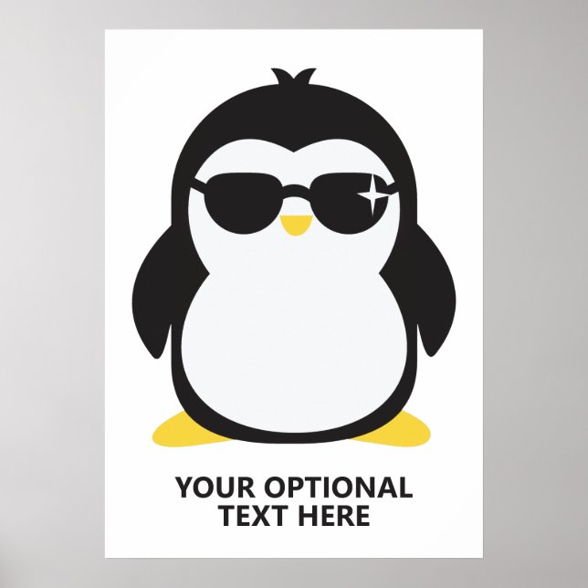 Póster Personalizado texto fresco pingüino (Frente)
