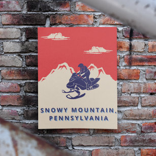 Póster Personalizado Texto Montañas Snowmobile Viajes de 