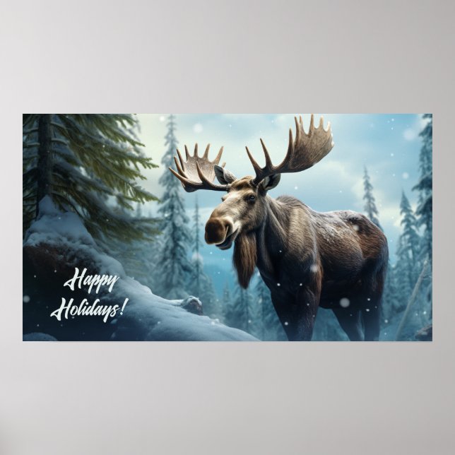 Póster Personalizado Texto Moose Invierno (Frente)