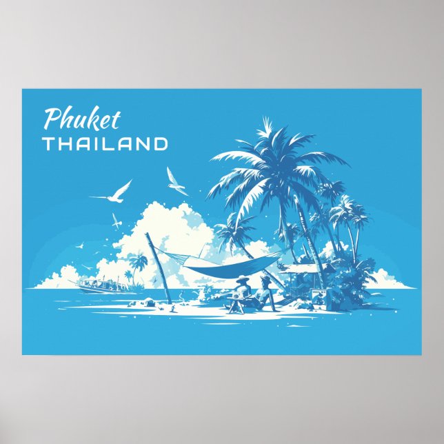 Póster Personalizado Texto Phuket Tailandia (Frente)