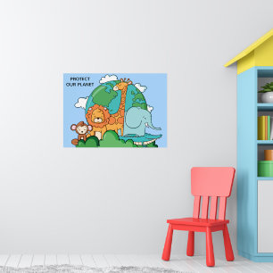 Póster Personalizado Texto Tierra con animales