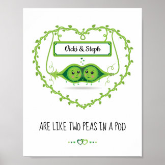 Póster Personalizado "Two Peas In A Pod" 2 parejas de muj