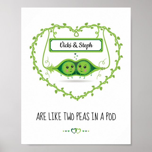 Póster Personalizado "Two Peas In A Pod" 2 parejas de muj (Frente)
