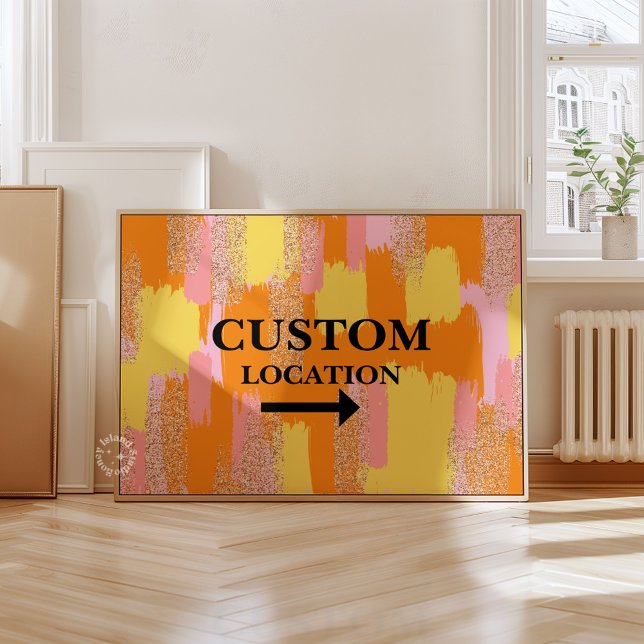 Póster Personalizado Ubicación Rótulo Dormitorio Colegio  (Custom Location Sign Preppy Dorm Decor Yellow)