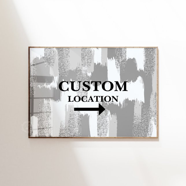 Póster Personalizado Ubicación Rótulo Preppy Dorm Decor B (Custom Location Sign Preppy Dorm Decor Blk/Wht)