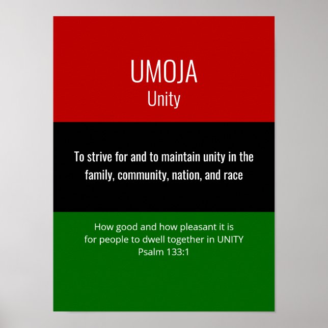 Póster Personalizado UMOJA Unidad Kwanzaa (Frente)