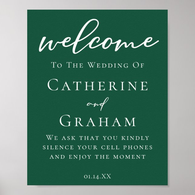 Póster Personalizado verde esmeralda bienvenido a nuestro (Frente)