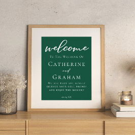 Póster Personalizado verde esmeralda bienvenido a nuestro