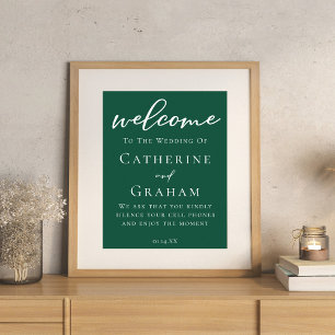 Póster Personalizado verde esmeralda bienvenido a nuestro
