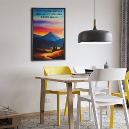 Póster Personalizado Wall Art Watercolor Sunset Mountain 
