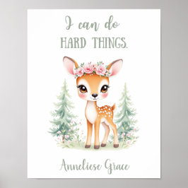 Póster Personalizado Watercolor Deer Woodland Animal Nurs