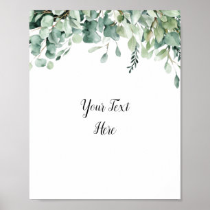 Póster Personalizado Watercolor Eucalyptus Greenery Rótul